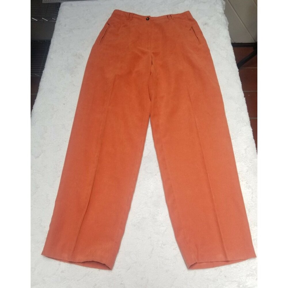 Jamie Sadock Womens Sz 10 Orange Straight Leg Pants High-Rise Casual Zip Pocket